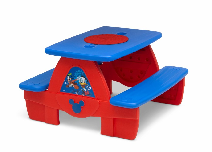 Delta Children Outdoor | Mickey Mouse 4 Seat Activity Picnic Table With Lego Compatible Tabletop