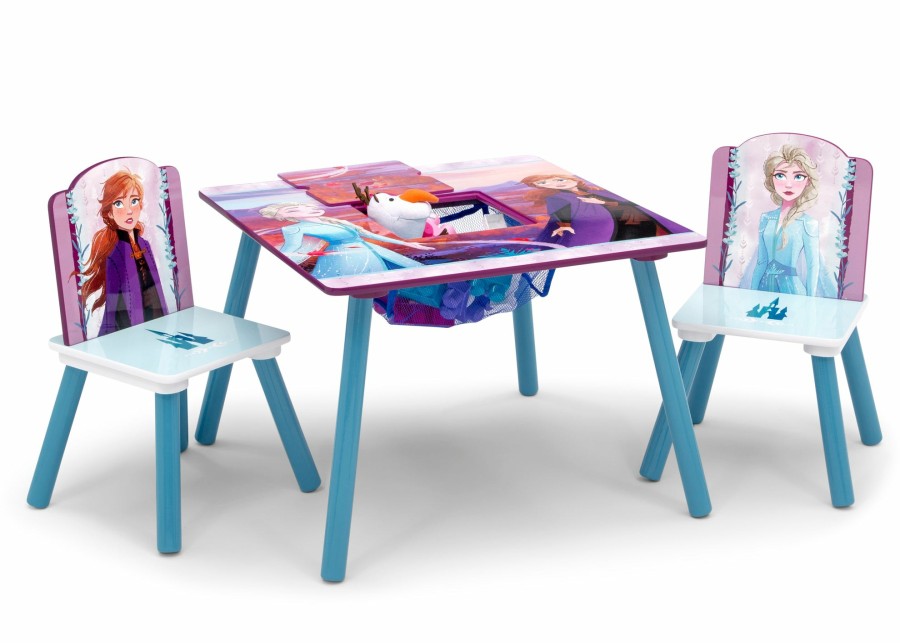 Delta Children Table & Chair Sets | Frozen 4-Piece Playroom Set - Includes Table With 2 Chairs And Deluxe Toy Box