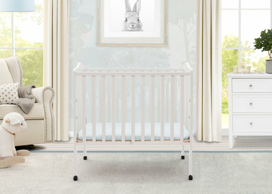Delta Children Baby Cribs | Folding Portable Mini Baby Crib With 1.5-Inch Mattress