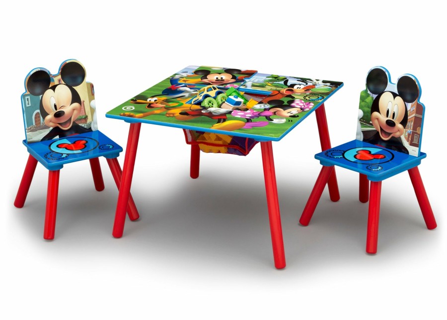 Delta Children Table & Chair Sets | Disney Mickey Mouse 4-Piece Playroom Set - Includes Table With 2 Chairs And Deluxe Toy Box