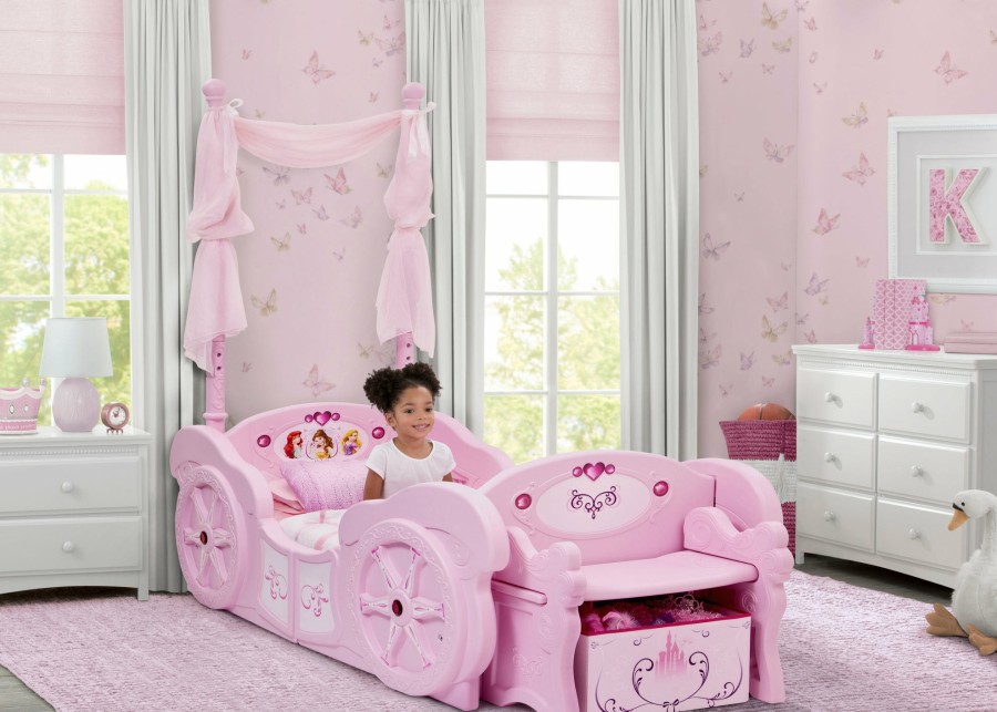 Delta Children Twin Beds & Headboards | Princess Carriage Convertible Toddler-To-Twin Bed