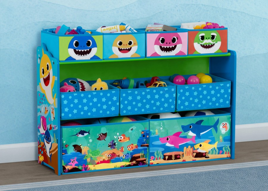 Delta Children Book & Toy Storage | Baby Shark Deluxe 9 Bin Design And Store Toy Organizer